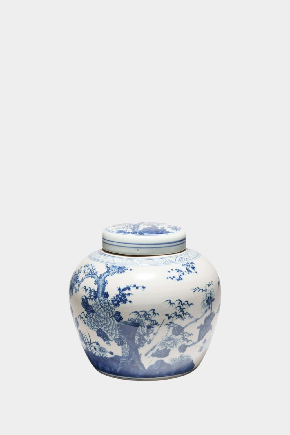 Blue & White Four Flowers Ginger Jar