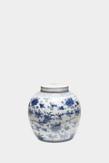 Blue & White Ginger Jar with Birds & Flowers