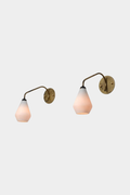 Paid of 1950s Italian Brass Opaline Wall Scones