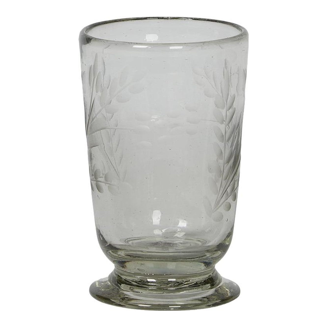 Etched Floral Drinking Glass
