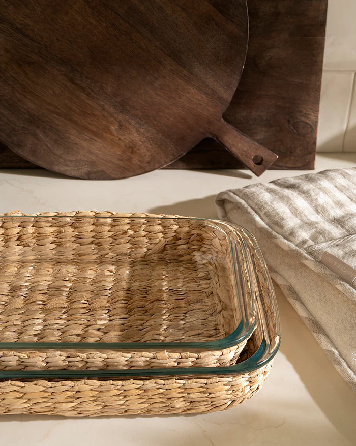 Glass Baking Dishes with Hand Woven Lattice (Set of 2)
