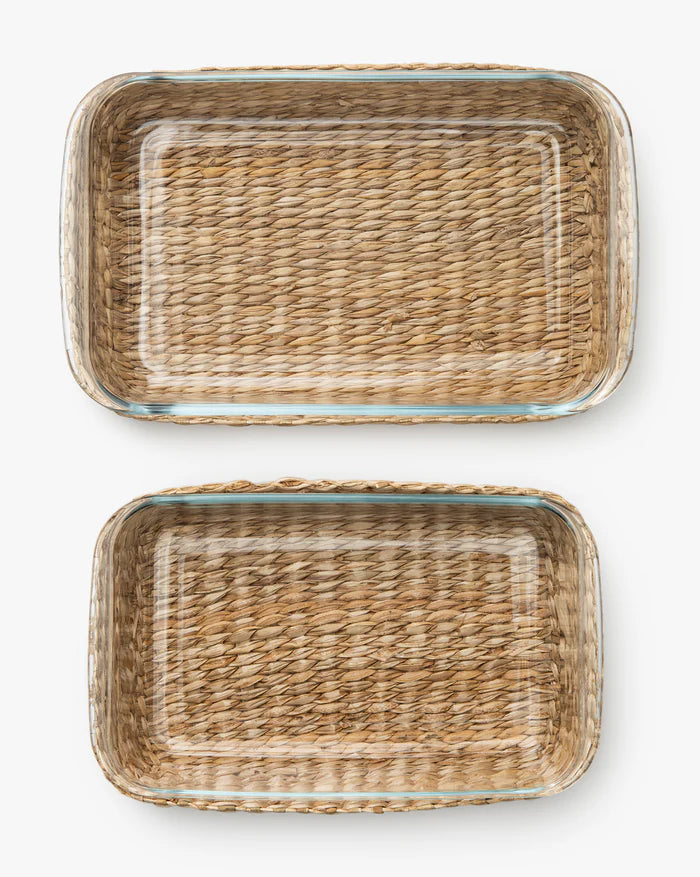 Glass Baking Dishes with Hand Woven Lattice (Set of 2)