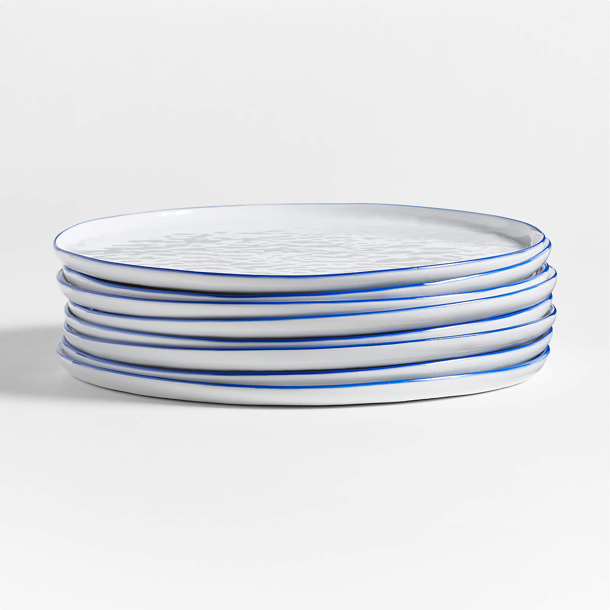 Mercer Blue Round Porcelain Dinner Plates Set of 8